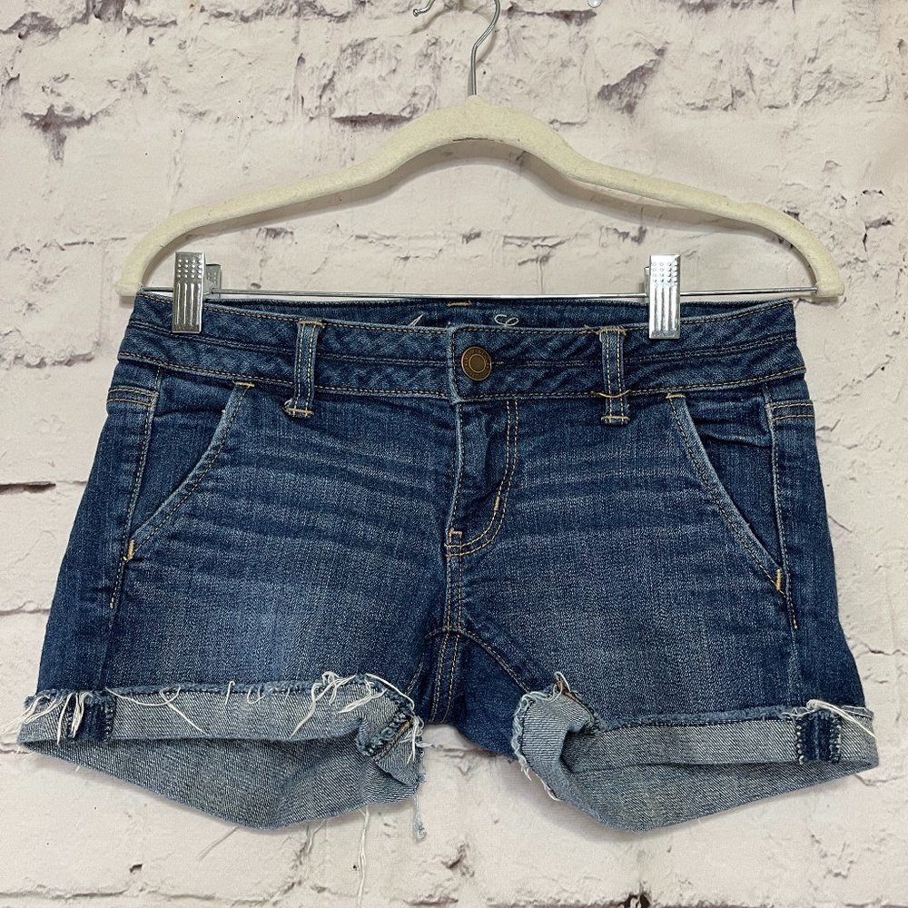 American Eagle Cut-off Raw Hem Booty Jean Shorts 2